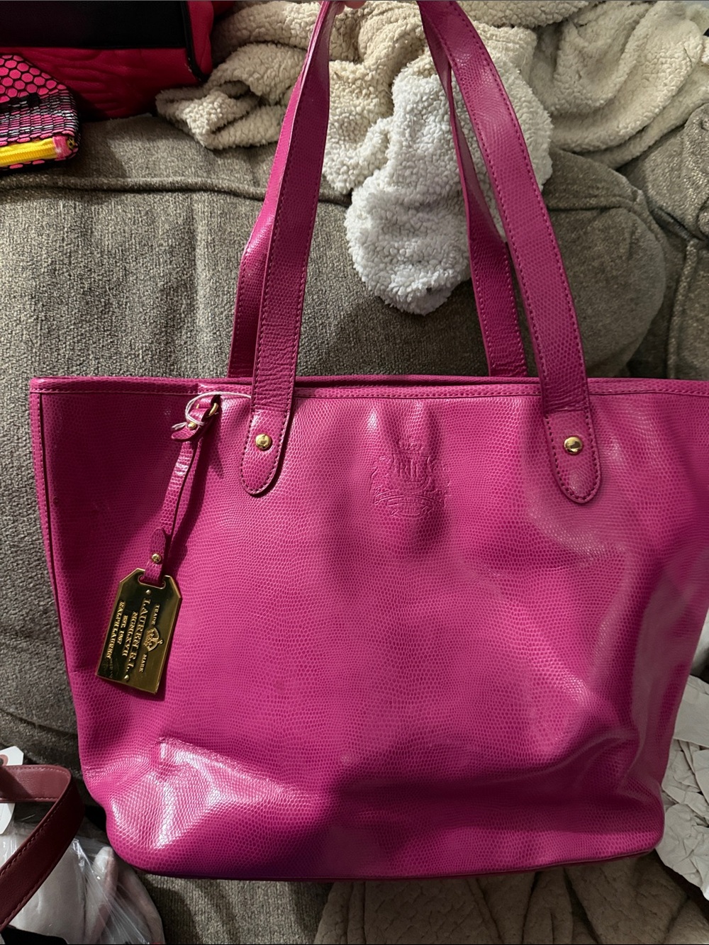 Ralph Lauren Pink faux Leather Tote Bag